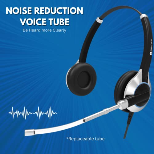 Truvoice Hd-350 Headset With Noise Reduction Voice Tube & Hd Speakers - Compatible With Mitel, Nortel, Avaya Digital, Polycom Vvx, Shoretel, Aastra, Digium, Allworx, Esi, Fanvil. #TOP3