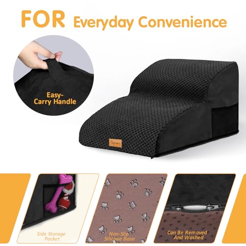 Image of Topmart High Density Extended Foam Dog Ramp&Steps 2 Tiers,11.8 inch High | Non-Slip Dog Stairs,Soft Foam Pet Ladder with Removable Cover,Best for Injured,Older Cats,Pets with Joint Pain