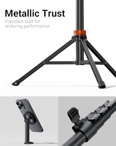 Image of VIMOSE 66 inch Magnetic Phone Tripod, Tripod for iPhone with Remote & Strong Magnetic Holder for Magsafe, Stable Cell Phone Tripod for Video Recording