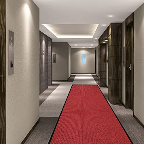 Tapis d'entrée robuste grattant avec semelle antidérapante bordeaux