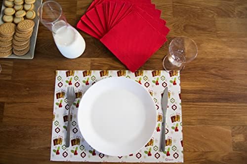 Paper Placemats [Pack of 50] DIN A3 Size (18 x 10 inches) Disposable Non-Slip Table Mat Christmas Design