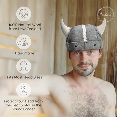 Halsa Sauna Hat,Handmade Natural Wool Sauna Cap for Men & Women, Eco-Friendly, Breathable, One Size Fits All for Spa, Steam Room, Banya, Bathhouse. Viking Style. - Thumbnail 5