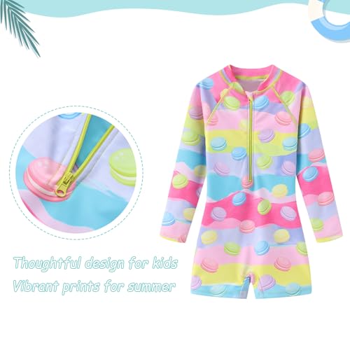 Image of Girls One Piece Swimsuits Rash Guard for Girl Long Sleeve Bathing Suits with Front Zipper Sun Protection Swimwear 3-16 Years