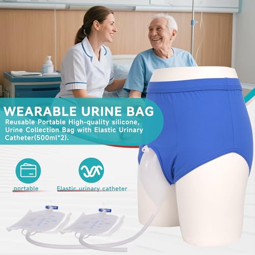 Urine Collector, Incontinence Pants for Men, Wearable Urine Collection Bag for Men, Men's Portable External Catheter Device with Two 500ml Urine Bag Reusable, Portable Leak Proof Leg Pee for Elder, XL by ENLUNTRA - Image 2