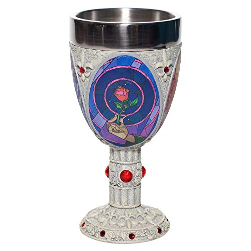 Enesco Disney Showcase Beauty And The Beast Stained Glass Scenes Decorative Chalice Goblet Cup, 1 Count (Pack Of 1), Multicolor #TOP2