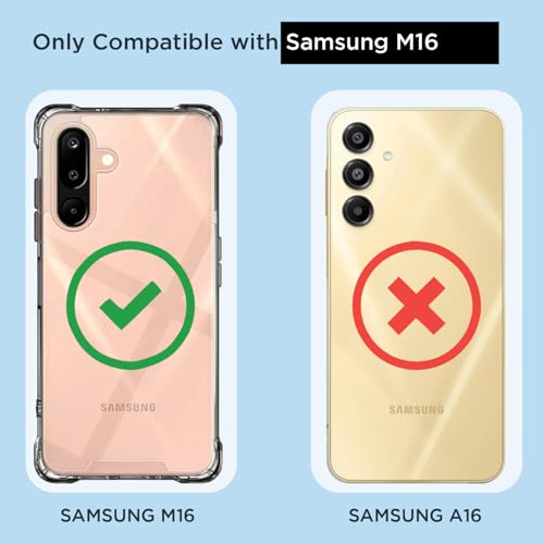 Image of Amazon Basics Back Cover for Samsung Galaxy M16 5G PC + TPU Clear Transparent Raised Edges Shockproof Protective Phone Bumper Case(Transparent)