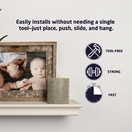 HIGH & Mighty 515660 Decorative 24" Floating Shelf Holds up to 20lbs, Easy Tool-Free Dry Wall Installation, Beveled, Ecommerce Packaging, White by HIGH & MIGHTY - Image 4