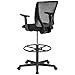 Flash Furniture Harper Ergonomic Mid-Back Mesh Drafting Chair with Black Fabric Seat, Adjustable Foot Ring and Adjustable Arms