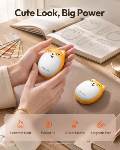 Gaiatop Rechargeable Hand Warmers 2 Pack, Cute Dog Magnetic Split Design - image 2