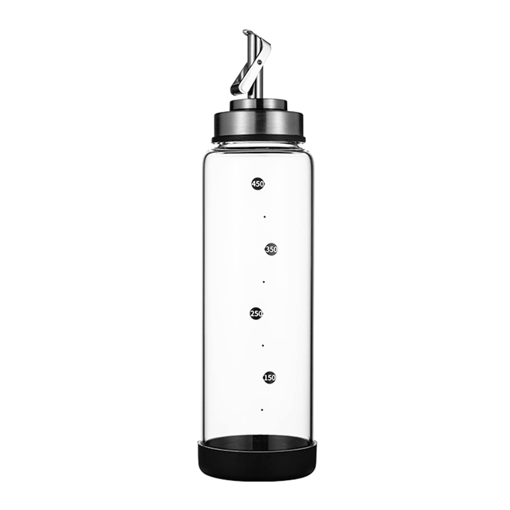 ESNY Öl Und Essigspender Glasflasche Kein Trichter Erforderlich Tropffrei Für Die Küche 17 Unzen Olivensauce Ausgießer Luftdichte Silikonkappe (Ölspender,transparent Transparent-500ml