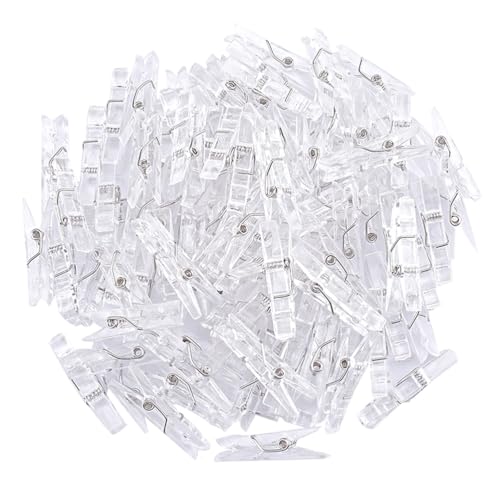 100 Pcs Mini Clear Photo Clips Mini Clothespins Clip Clothes Line Clips Mini Transparent Plastic Clips