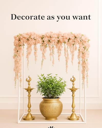 Image of White DIY Mandap Tent Frame, Decorative Stand for Ganesh Chaturthi, Pooja Festivals, Home Decor (16Inches Cube)