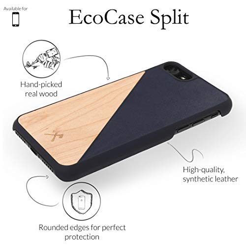 Woodcessories – Capa de madeira verdadeira compatível com iPhone Xs Max, EcoCase Split, Maple / Blue