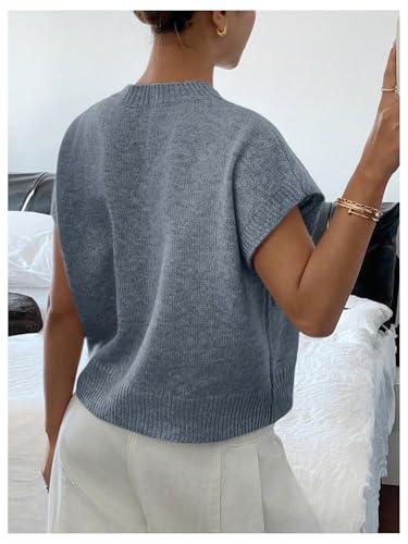 Image of SOLY HUX Women's Short Sleeve Sweater 3D Floral Sweaters Pullover Tank Tops Knit Vest Trendy Fashion Clothing
