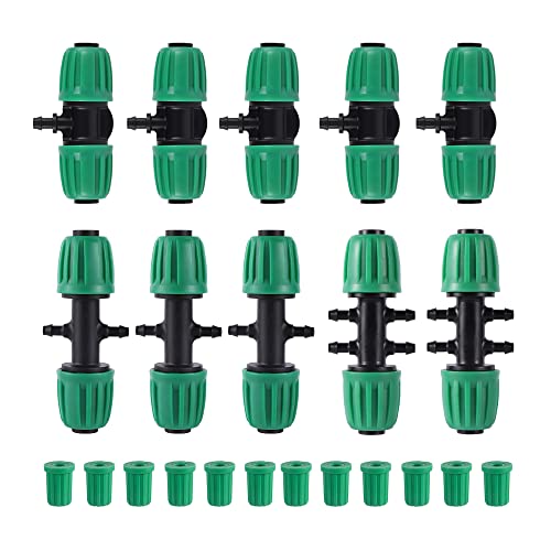 FULAIERGD 1/2" Hoses (1/2" ID x 0.6-0.63" OD) 16mm to 1/4" Irrigation Pipe Anti Drop Hose Fittings with Barbed (Fits 13mm ID / 4mm ID) (1/2 to 1/4" Fittings Kit)