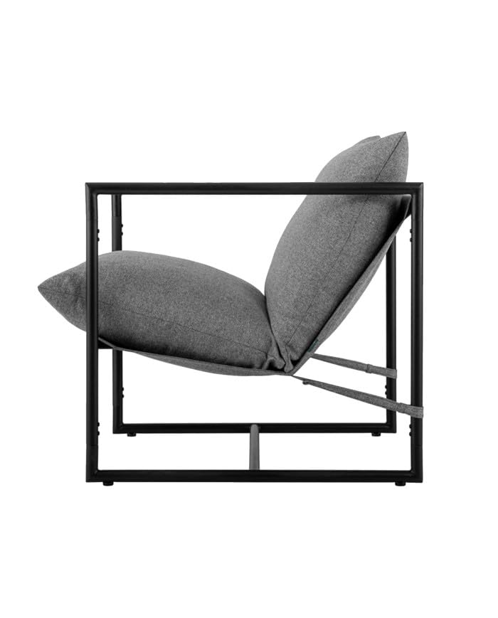 SWEET SOFA® Butaca Jaime – Sofá Individual Sillón Individual de Diseño Moderno, Estructura Metálica Resistente, Cojines desenfundables Color Gris