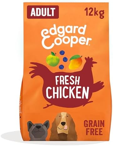 Edgard Cooper Grain Free Dog Food Dry, (Chicken 12kg), Natural Kibble Dry Dog Food for Adults, Gluten-Free, Hypoallergenic, with Fresh Meat & Amino Acids