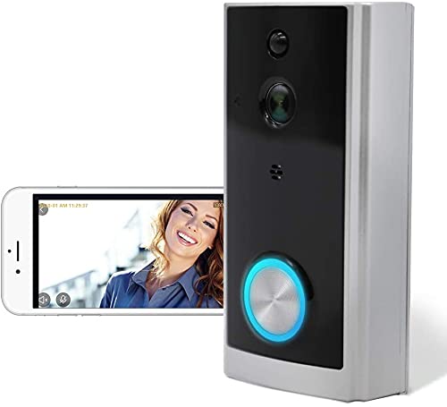 Limited Stock WiFi Video Doorbell with 16G Card, P Panaroxy 1080P Doorbell Camera,100% Wirefree, IP66 Waterproof, Dual-Way Talk, Instant Notice,Motion Detection, Night Vision, Wide View Angle, with Powerd (Sliver)
