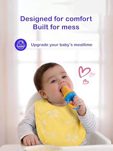 Image of Kidbea Organic Cotton Baby Bib, Adjustable Snap Closure Soft Absorbent Feeding Bibs Apron for Newborns & Infants Child With Cute Prints | Reusable Baby Essential