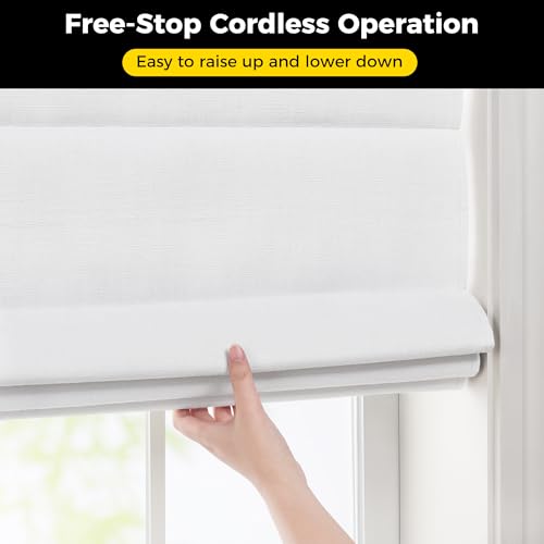 UNISHADES No Drill Cordless Roman Shades, 26×64 in, Room Darkening White by UNISHADES - Used condition - Image 5