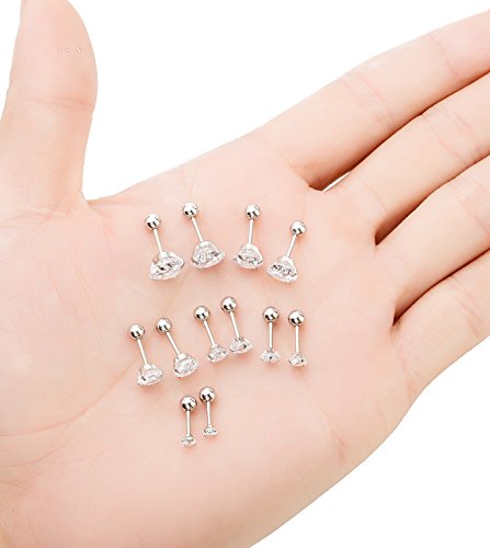 Yovoro 6 Pairs 20G Stainless Steel Stud Earrings For Men Women Cartilage Ear Piercings Helix Tragus Barbell 3-8Mm Q #TOP6
