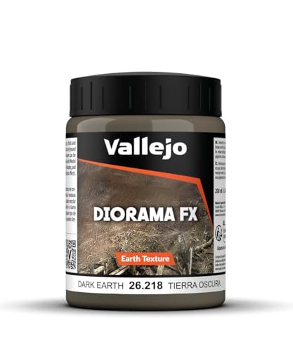 Vallejo - Diorama FX Earth Textures | Dark Earth 200 ml (6.76 fl.oz.) | Premium Acrylic Color For Modelers & Miniature Enthusiasts