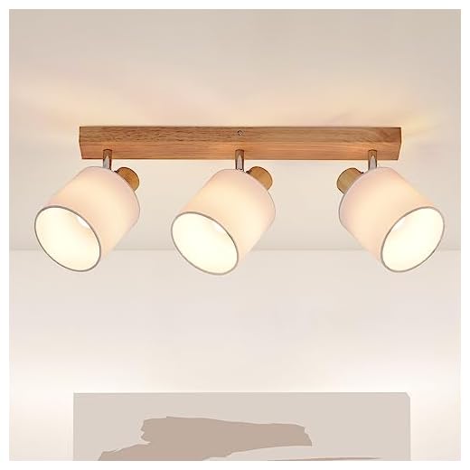 Glitzerlife Deckenlampe 3 Flammig Deckenstrahler Holz - LED Deckenleuchte Vintage Deckenspot E14 Boho Lampe Schwenkbar 350° Spot Retro für Schlafzimmer Küche Flur MAX.25W (ohne Leuchtmittel)