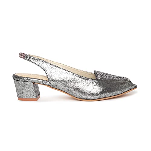 Image of Marc Loire Women's Peep Toe Shimmer & Glitter Block Heel Fashion Sandals