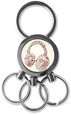 DIYthinker Illustration Music Headset Pattern Stainless Steel Metal Key Chain Ring Car Keychain Keyring Clip Gift image 2