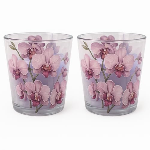 Set di 2 candele profumate, candele aromatiche, candele in vetro, candele per fiori, candele estive, candele da giardino, candele orchidee, orchidee, orchidee, orchidee, 115 g, fresia, peonia e