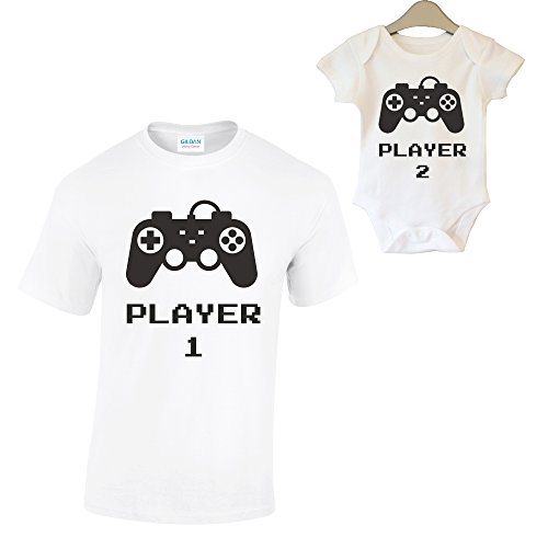 Harvey Williams Dad and Son Matching T-Shirt and Vest Baby Grow Kids New Born Gift Baby Shower (X Large & 0-3 Months, Design 2)