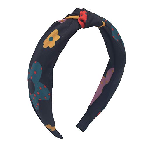 MHDGG Flower Headbands for Women,1Pcs Knot Headband Wide Headband Turban Headband Bowknot Bows Headwrap Head Band Elastic Hair Accessories for Women,Black