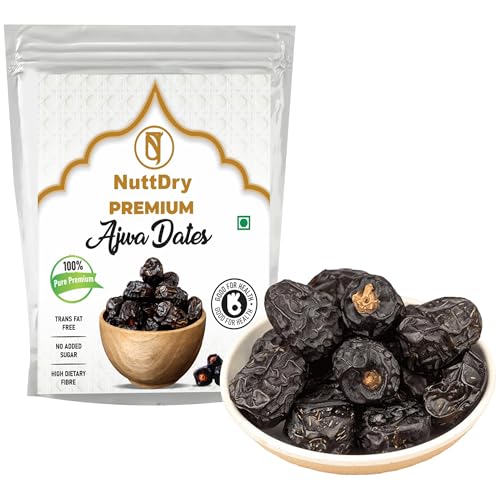 Image of NuttDry Premium Handpicked Fresh Ajwa Dates Original 200g Pack | Iron & Fibre Rich Naturally Sweet Without Added Sugar | Dry Fruits & Nuts | All Natural | No Preservatives | Khajur | Khajoor | Khejur