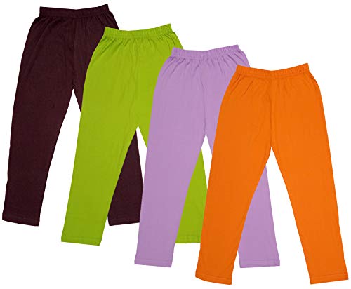 Image of IndiWeaves Girls Super Soft Cotton Solid Capri Pants (Orange, Purple, Green, Brown, 14-16 Years) Pack of 4