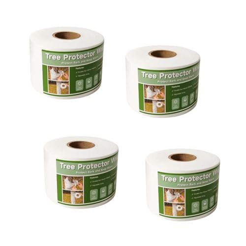 4Packs 3" x 120' Tree Wrap to Protect Bark, Tree Trunk Protector Wrap - Protect Young Trees from Sunscald, Breathable and Sun-Proof Tree Wrap for Winter Freeze Protection (White x 4Packs)