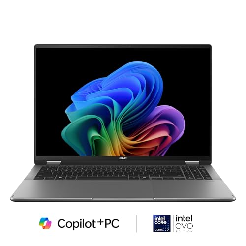 Image of ASUS Vivobook 16 Flip Laptop (2026), Copilot+ PC, 16 inch 16:10 WUXGA OLED Touch Display, Intel Core Ultra 7 256V Processor, Intel Arc Graphics, 16GB RAM, 512GB SSD, WiFi 7, Windows 11 Home