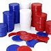 GIFTEXPRESS Lot of 300, Plastic Poker Chips for Kids Game Play, Learning Math Counting, Bingo Game, Red, White & Blue 100 pcs ea