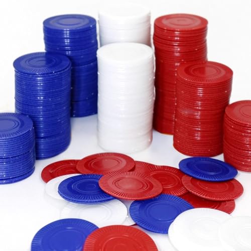 GiftExpress Lot of 300 Plastic Poker Chips for Kids Game Play Learning Math Counting Bingo Game Red White & Blue 100 pcs ea