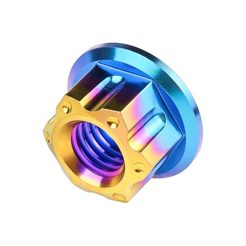 Image of Titanium M6 M8 M10 M12 M14 M16 Flange Bolt Nut Bicycle Motorcycle Rear Axle Car Modification Accessories Pack of 6 (M8 Pitch 1.25mm, Iridescent Blue)