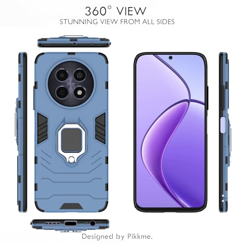 Image of Pikkme Back Cover for Realme Narzo 70x 5G / N65 / Realme 13 /12 /12X 5G /C65 | 360 Protection | Ring Holder | Kickstand | Tough Armor Case (Blue)