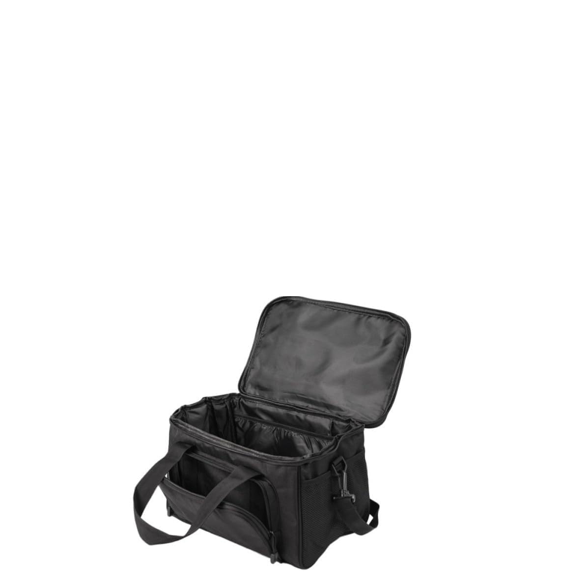 Pêche en Tissu Oxford Noir Design Multi-Poches et Coutures Renforcées, Bandoulière Ajustable pour Accessoires de Pêche en Plein Air