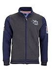 Stehkragen Kitaro Sweatjacke Sweat Jacke Shirt Cardigan Herren Langarm Baumwolle Plusgröße, Herrengrößen:XXL, Farbe:dunkelgrau