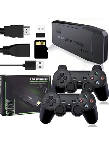 Consola Retro Arcade 4K con 20.000 Juegos, Stick TV M8 con HDMI, 64GB, 2 Mandos Inalámbricos, Mini Consola Portátil Compatible con TV – Juegos Clásicos de los 90