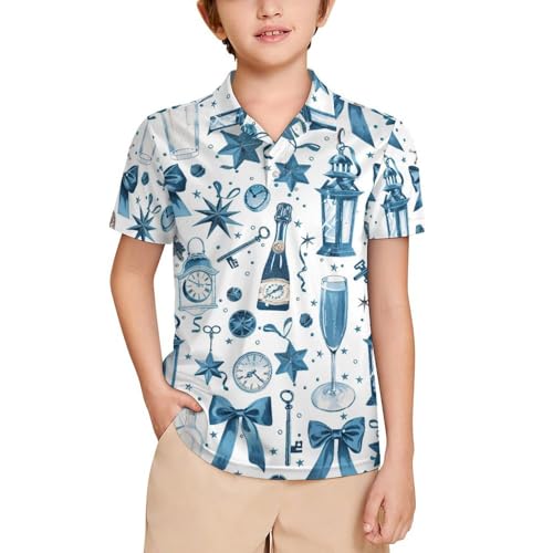 Boys' Classic Polo Shirts Short Sleeve Moisture-Wicking Golf & Tennis Shirts for Youth Teens Clockwork Bow Tie Beer
