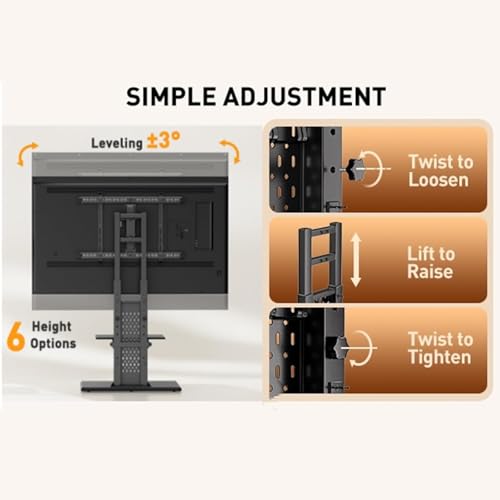 Image of Perlegear Floor TV Stand with Mount for 32-86 inch TVs up to 132 lbs, Tall TV Stand with Pegboard and 6 Height Settings, TV Swivel Stand with Wooden Base, Max VESA 600x400mm PGFS13