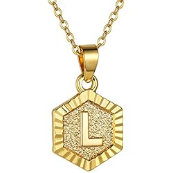 Medallas Con Iniciales De Oro GOLDCHIC JEWELRY Collar L Oro Mujer Iniciales Hombre Cadena con Medalla hexagona