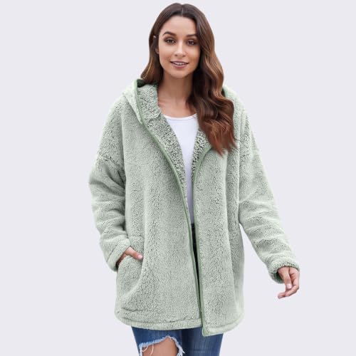 Fuzzy Jackets for Women Fluffy Blanket Oversized Winter Casual Zip Up Coat - image 4