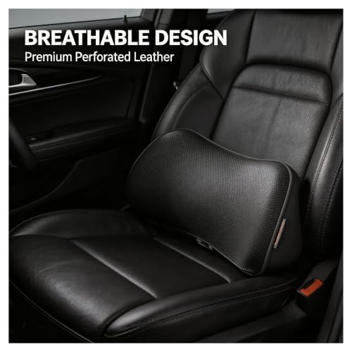 Soporte lumbar para coche con protector de espalda transpirable y cojín blanco 3