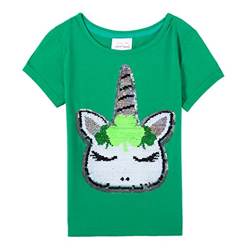 Image of St. Patrick's Day Shirt for Kids Flip Sequin Girls and Boys Green T-Shirt Clothing 4-12 Years