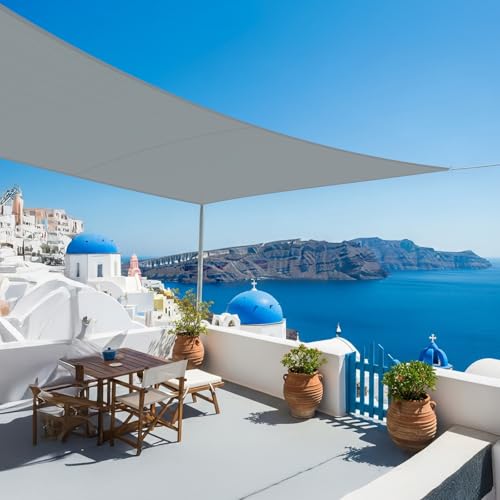 HENG FENG Toldo Vela de Sombra Impermeable Rectangular 2.5x3m,Oxford Toldos Vela protección 95% UV, para al Exterior terrazas,Patio,jardín, Piscina,Gris Claro